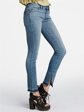 Free People Women's Released Raw Hem Side Slit Jeans Blue Size 31